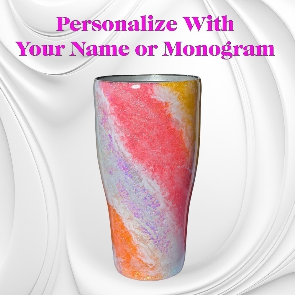 Customizable “The Kelz” Coral & Orange  Milky Way  Premade Base  30oz  Tumbl…